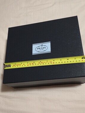 Prada Black Textured Gift Box with Logo And Paper Bag
